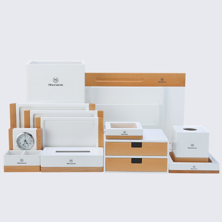 Galaxy Hospitality Premium White & Bamboo Guest Room Accessories - Image 14