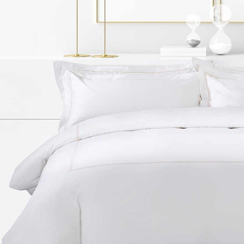 Galaxy Hospitality Premium Champagne Gold Double Line Embroidered Hotel Bedding Set - Image 3