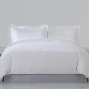 Galaxy Hospitality luxury white wave jacquard hotel bedding set with elegant ripple pattern