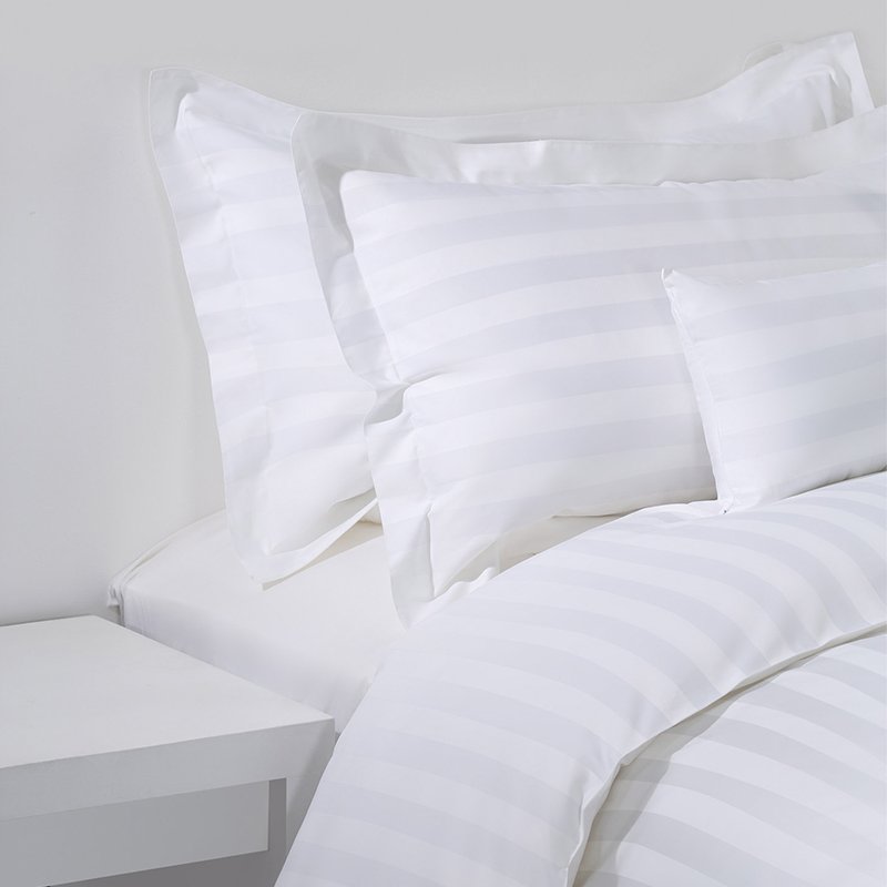 Galaxy Hospitality Premium White Sateen Stripe Hotel Bedding Set - Image 6