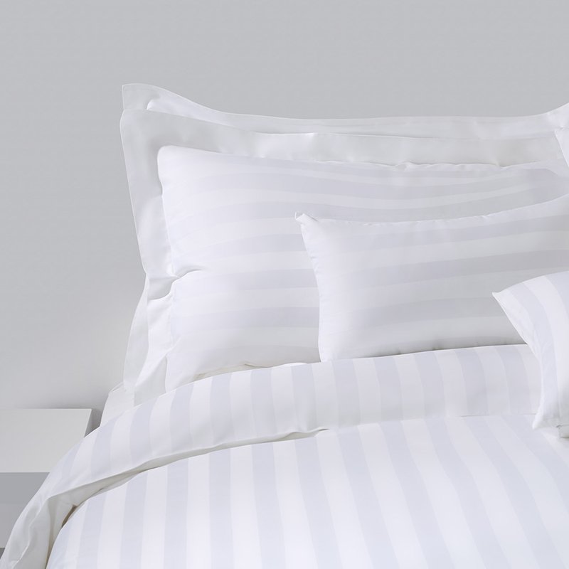 Galaxy Hospitality Premium White Sateen Stripe Hotel Bedding Set - Image 5
