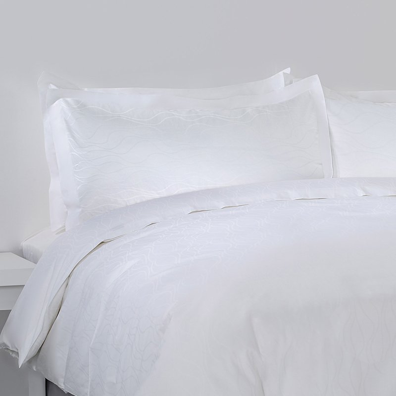 Galaxy Hospitality Premium White Wave Jacquard Hotel Bedding Set - Image 5