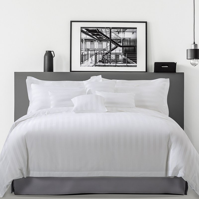 Galaxy Hospitality Premium White Sateen Stripe Hotel Bedding Set - Image 2