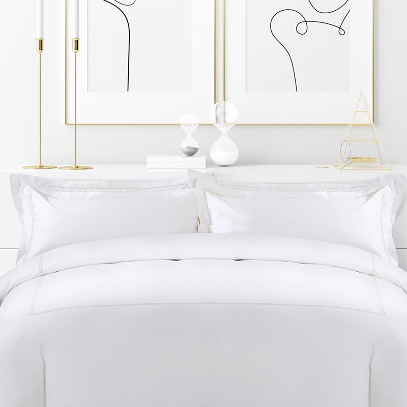 Galaxy Hospitality Premium Champagne Gold Double Line Embroidered Hotel Bedding Set - Image 2