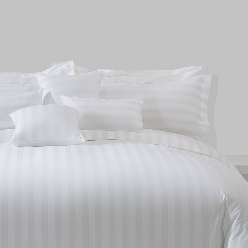 Galaxy Hospitality Premium White Sateen Stripe Hotel Bedding Set - Image 3