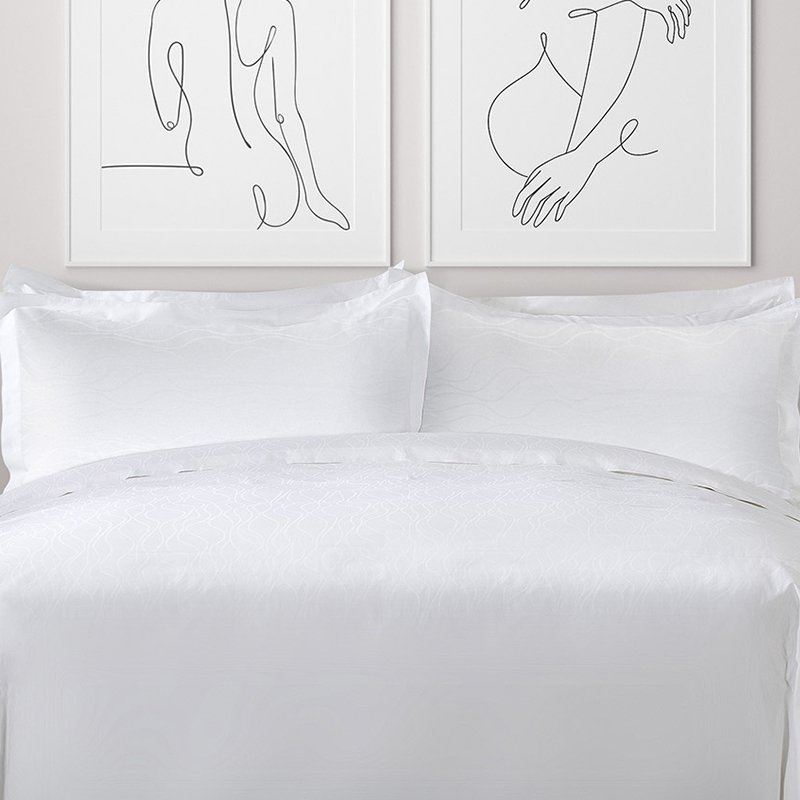 Galaxy Hospitality Premium White Wave Jacquard Hotel Bedding Set - Image 3