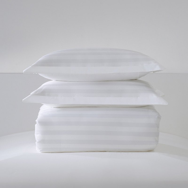 Galaxy Hospitality Premium White Sateen Stripe Hotel Bedding Set - Image 8