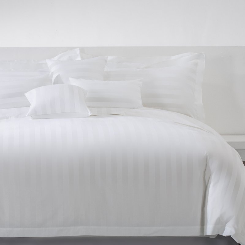 Galaxy Hospitality Premium White Sateen Stripe Hotel Bedding Set - Image 4