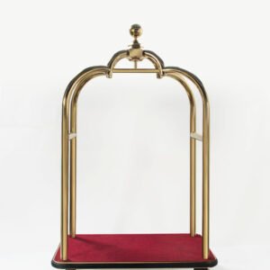 Premium heavy-duty stainless steel hotel platform luggage cart featuring a folding handle and silent rolling caster wheels