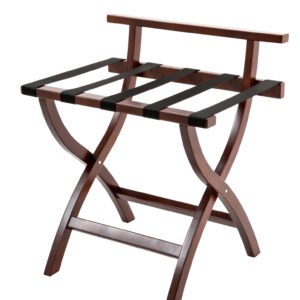 Feature,Standard Specifications,Customization Options Brand,Galaxy Hospitality,OEM / Private Labeling / Bespoke Project Sourcing Frame Material,Heavy-Duty Tubular Steel with Curved Backrest,High-grade stainless steel or custom-welded aluminum tubing Strap Material,Four Heavy-Density Jet Black Nylon Webbing Straps,"Double-stitched leather straps, synthetic leather bands, or custom woven straps" Frame Finish,Highly Reflective Polished Mirror Chrome,"Matte black powder coat, brushed brass, titanium gold, or satin nickel" Weight Capacity,Static Load Tested over 90 kilograms (200 lbs),Reinforced frame configurations for heavy executive travel luggage Floor Protection,Non-Marking Anti-Slip Black Rubber Feet,"Transparent plastic glides, dome glides, or felt pads" Custom Branding,Woven Brand Label stitched to Nylon Webbing,Laser-engraving directly onto the metal frame or custom metal plaques