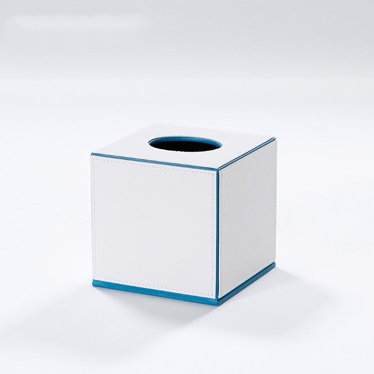 Galaxy Hospitality Luxury Blue & White Faux Leather Guest Room Amenities Collection - Image 17