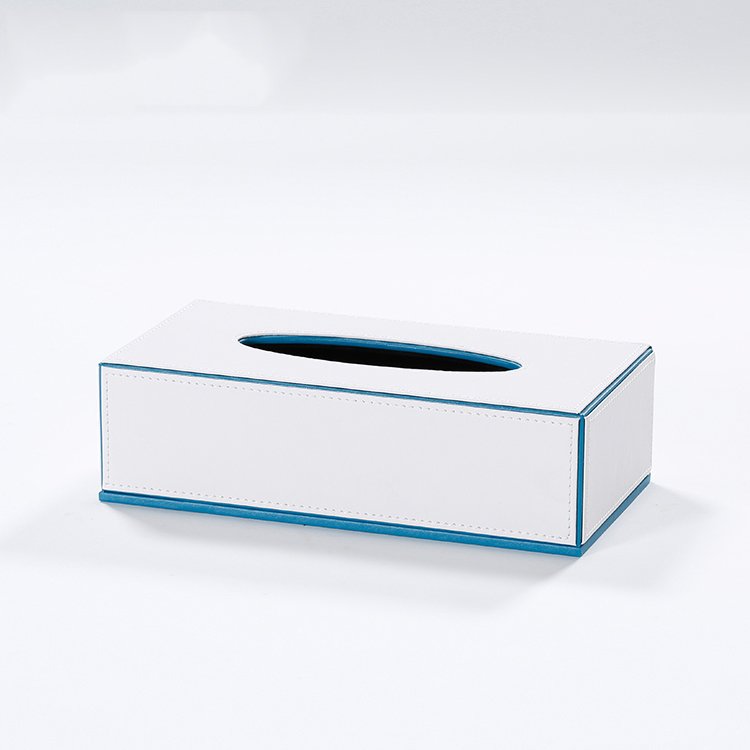 Galaxy Hospitality Luxury Blue & White Faux Leather Guest Room Amenities Collection - Image 11