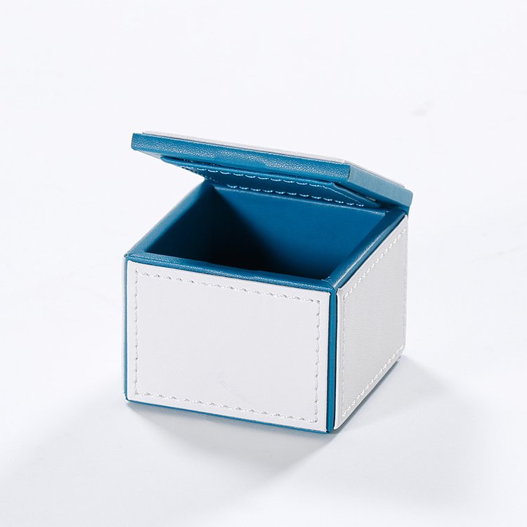 Galaxy Hospitality Luxury Blue & White Faux Leather Guest Room Amenities Collection - Image 8