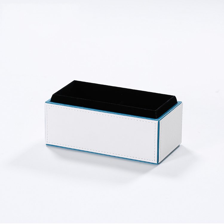 Galaxy Hospitality Luxury Blue & White Faux Leather Guest Room Amenities Collection - Image 4
