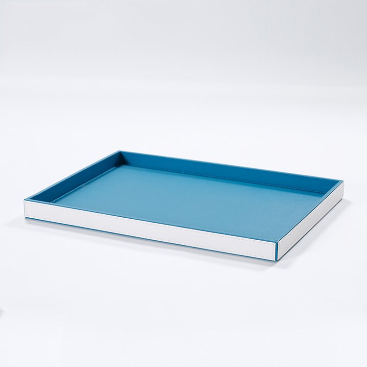 Galaxy Hospitality Luxury Blue & White Faux Leather Guest Room Amenities Collection - Image 2