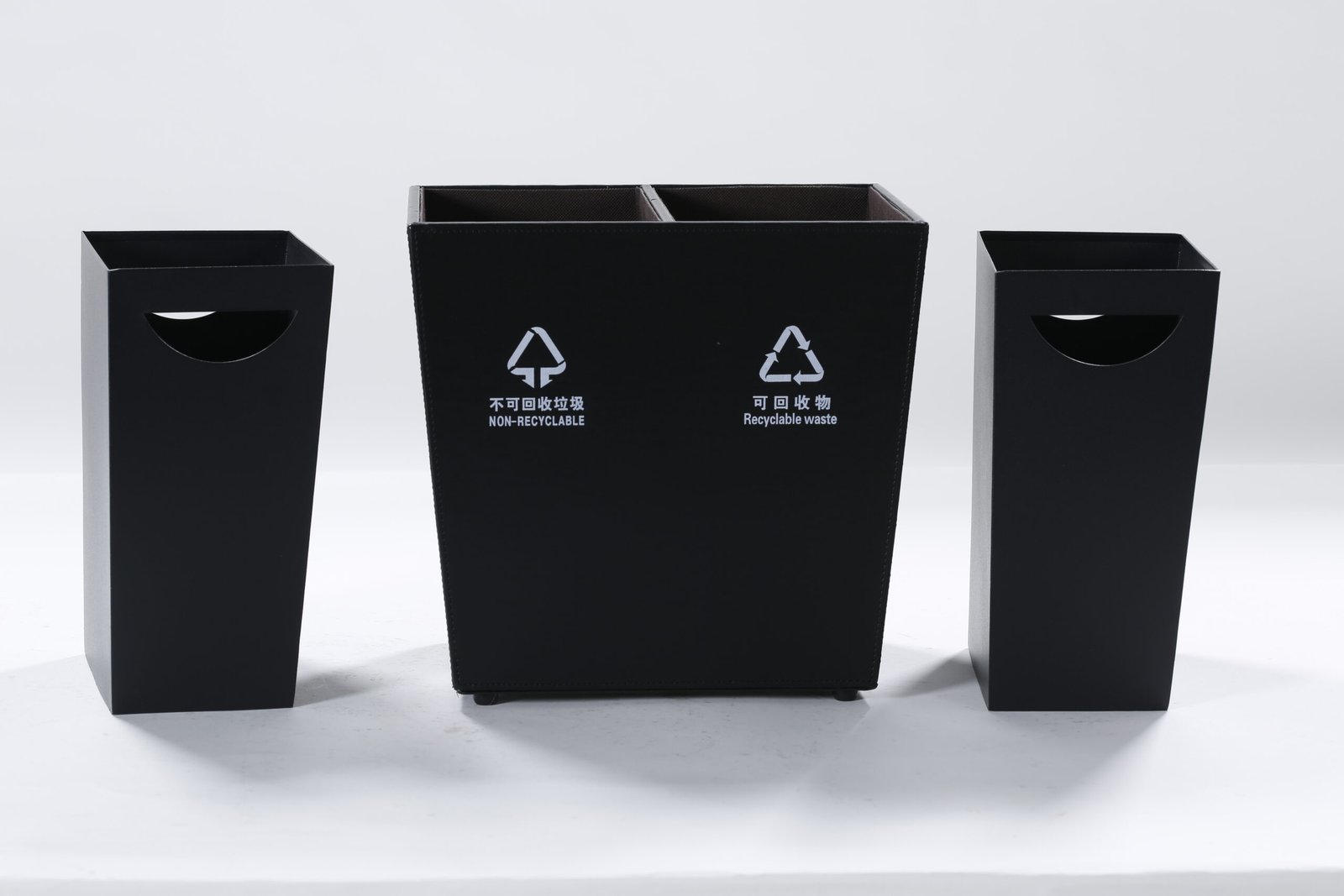 Premium mirror finish stainless steel hotel lobby waste bin featuring a luxury gold rim and top ash urn tray