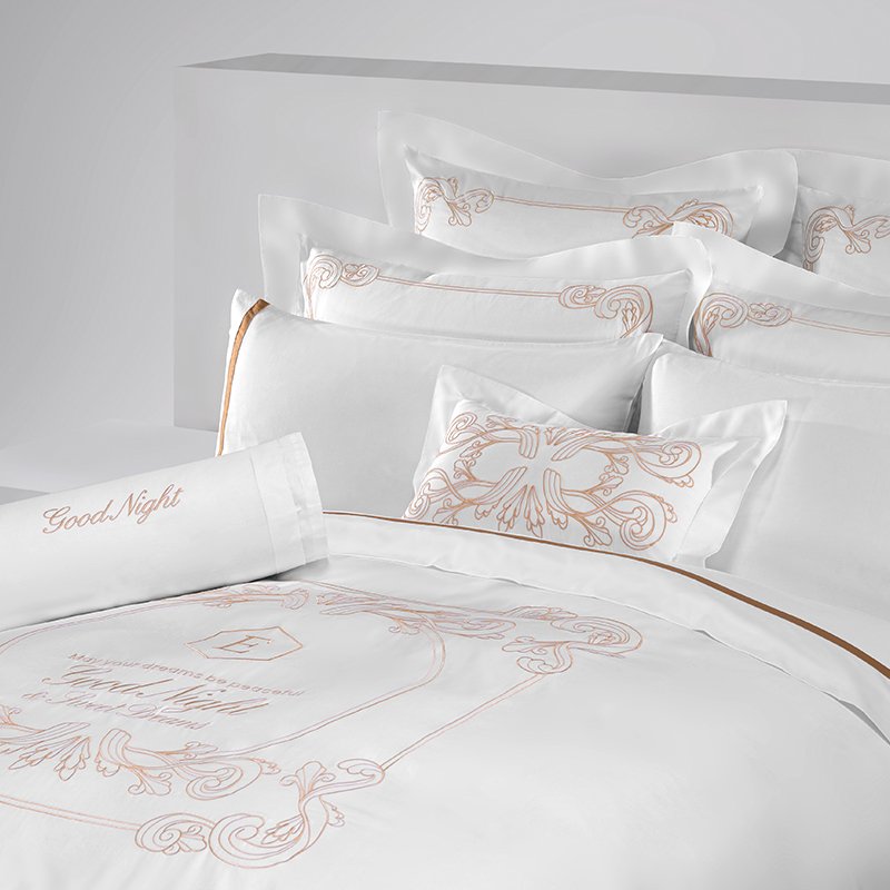 Galaxy Hospitality Luxury Champagne Gold Embroidered with Satin Applique Border Bedding Set - Image 8