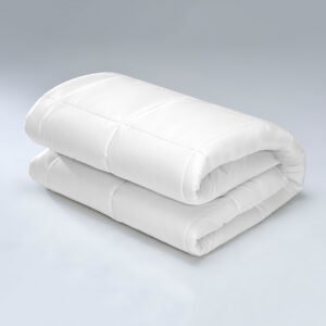 Premium white folded hotel synthetic duvet insert with box-stitch quilting on a clean white background