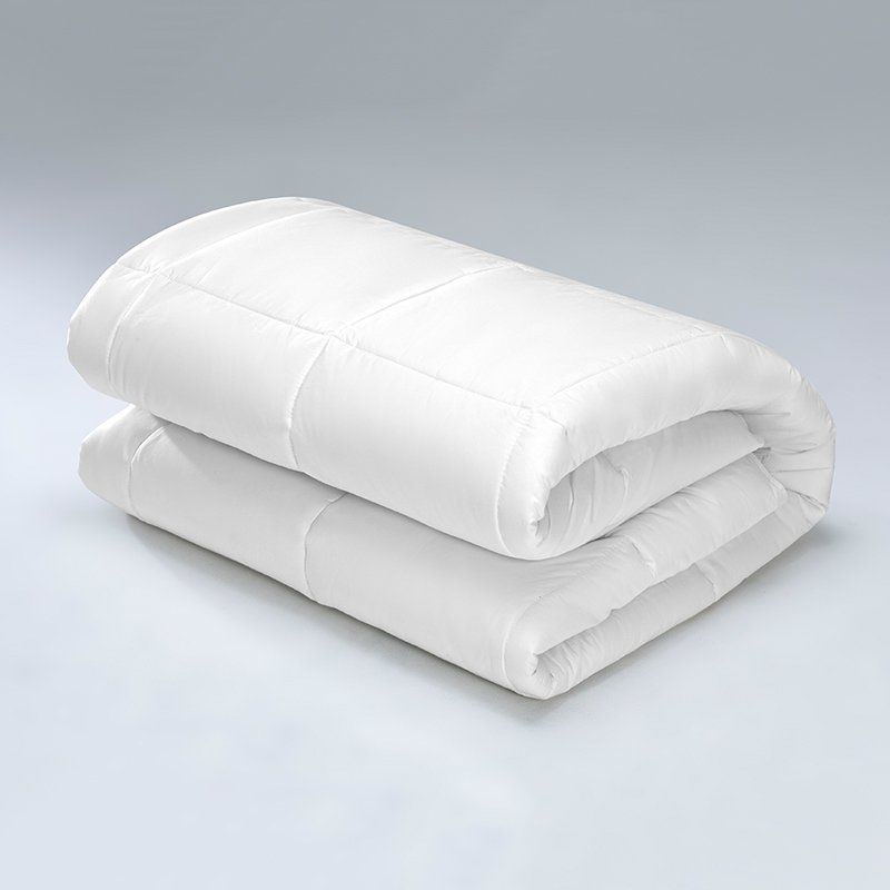 Premium white folded hotel synthetic duvet insert with box-stitch quilting on a clean white background