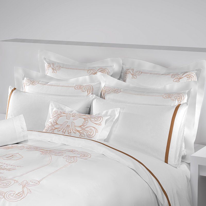 Galaxy Hospitality Luxury Champagne Gold Embroidered with Satin Applique Border Bedding Set - Image 7