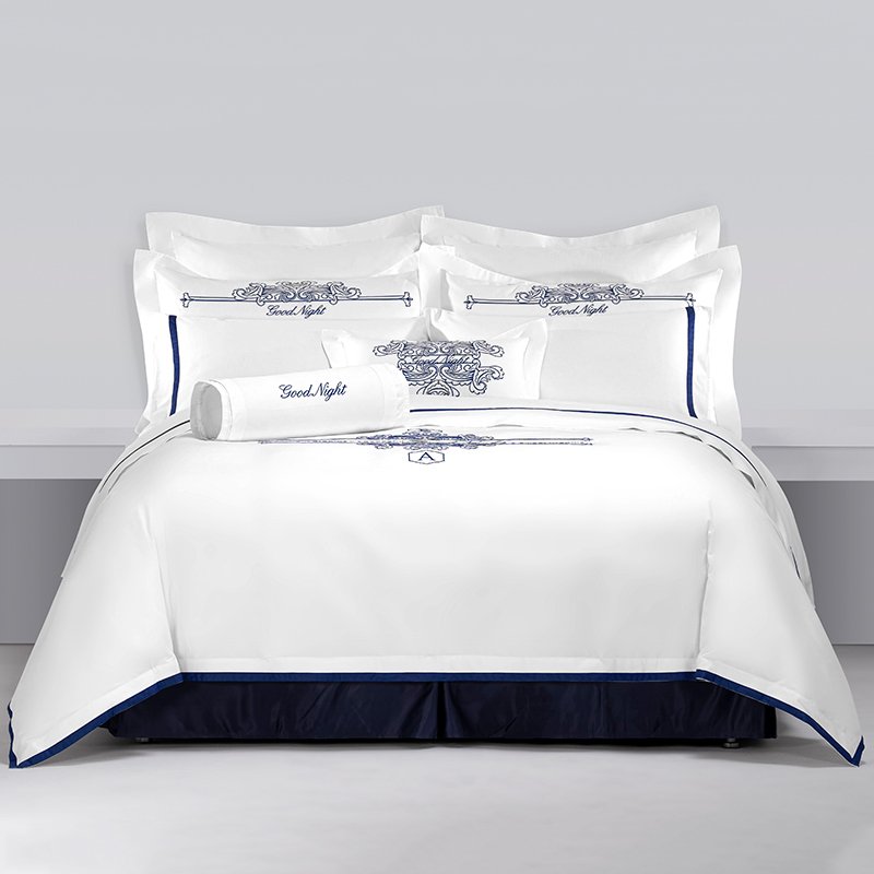 Galaxy Hospitality Royal Blue Embroidered with Satin Applique Border Bedding Set - Image 4