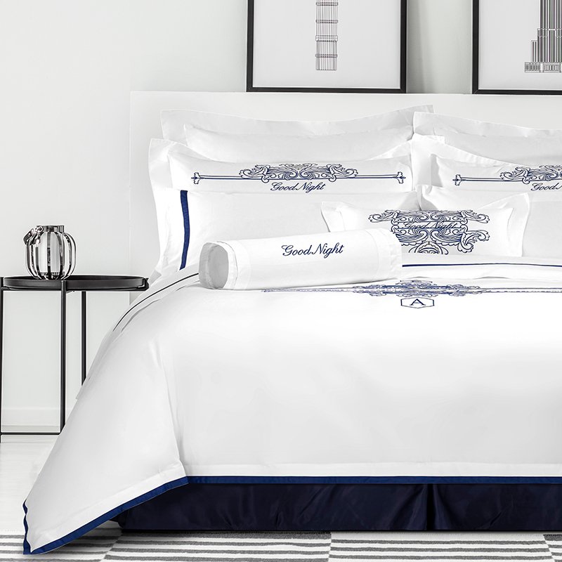 Galaxy Hospitality Royal Blue Embroidered with Satin Applique Border Bedding Set - Image 3