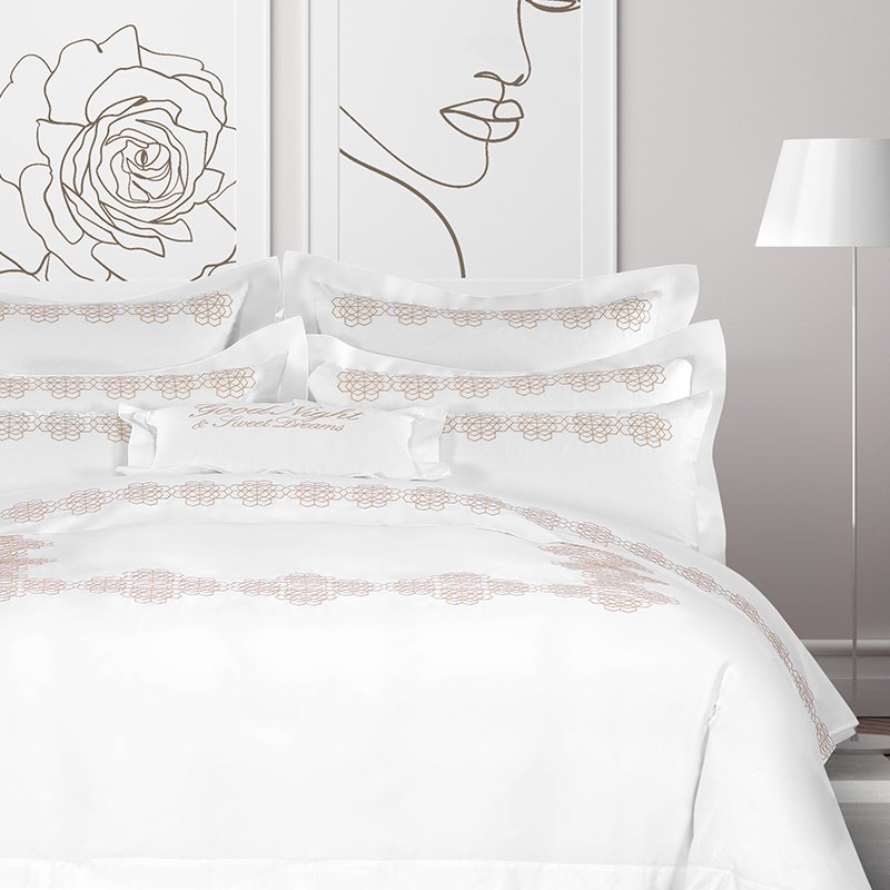 Galaxy Hospitality Luxury Gold Classical Floral Embroidered Bedding Set - Image 10