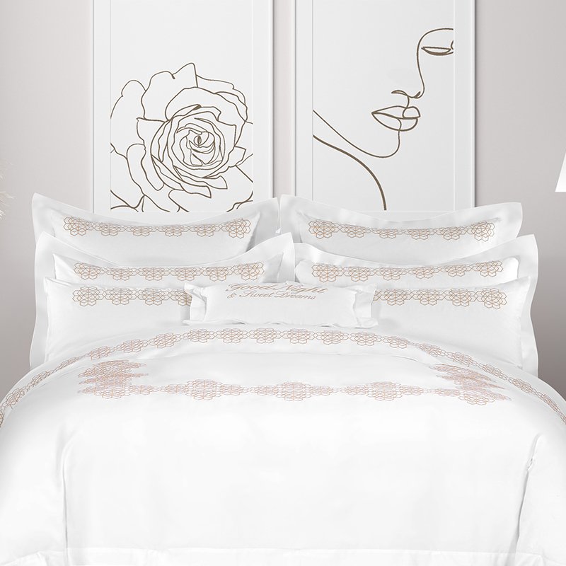 Galaxy Hospitality Luxury Gold Classical Floral Embroidered Bedding Set - Image 9