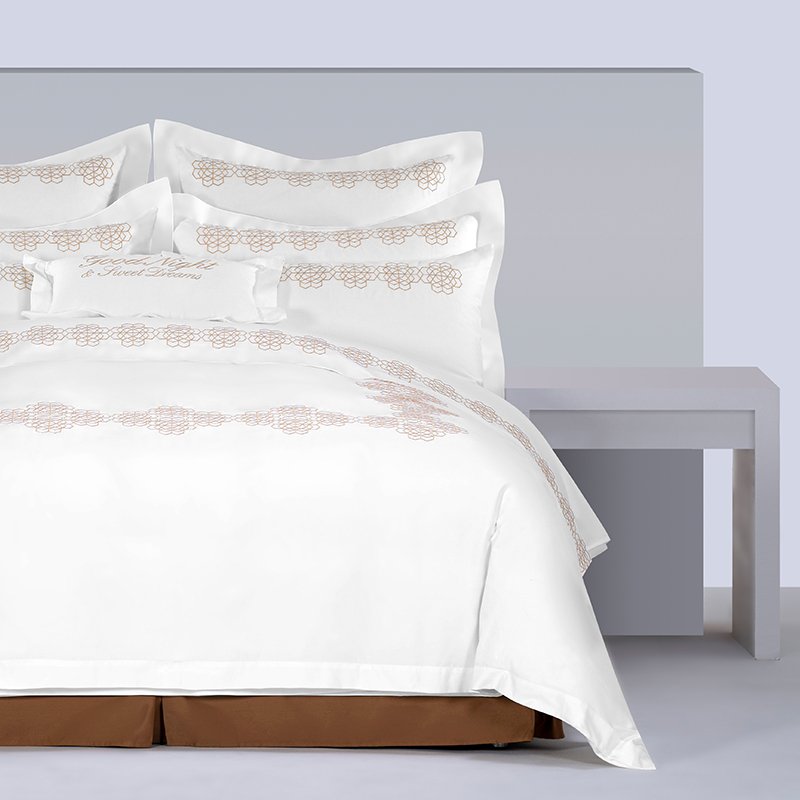 Galaxy Hospitality Luxury Gold Classical Floral Embroidered Bedding Set - Image 3