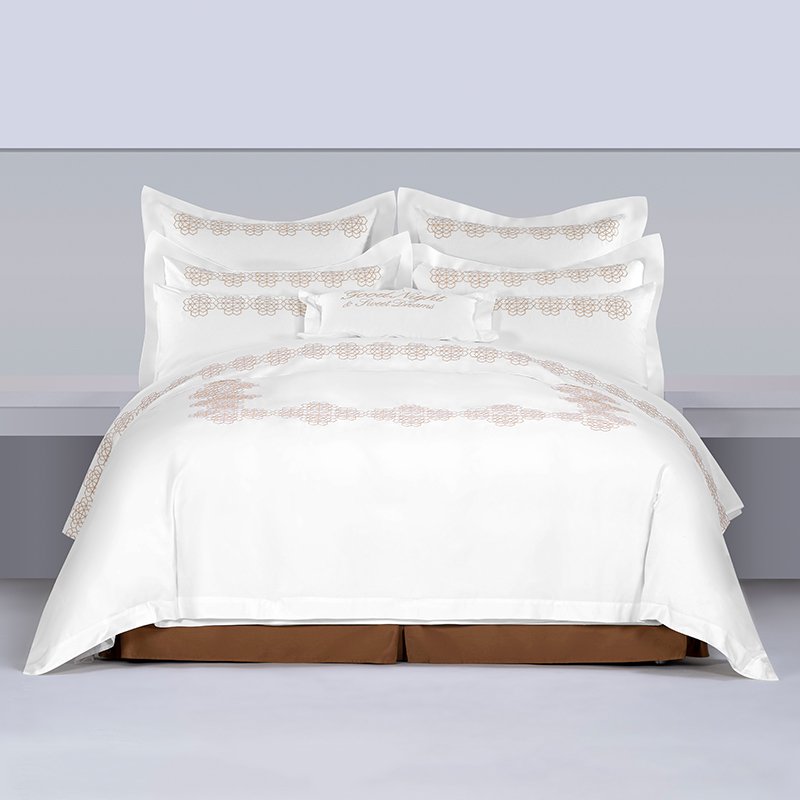 Galaxy Hospitality Luxury Gold Classical Floral Embroidered Bedding Set - Image 2