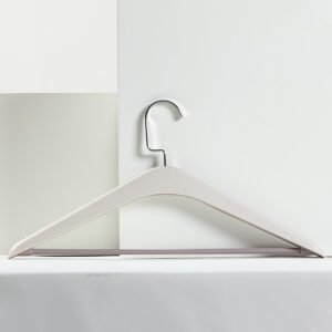 Premium dark coffee brown hotel wooden clothes hangers with anti-slip shoulder notches and a sturdy pants bar