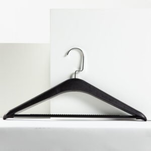 Premium lightweight natural wood hotel clothes hangers with anti-slip shoulder notches and a smooth pants bar