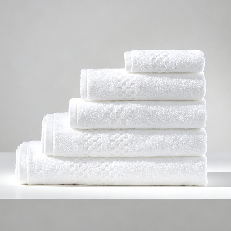 Timeless Accent: Custom Wholesale Checkerboard Dobby Border Hotel Towels - Image 7