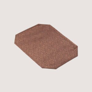 Amber copper brown wholesale polyester ice crackle jacquard placemats showing octagonal shape and frost textured weave