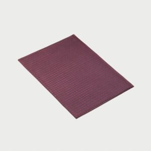 Burgundy wine red wholesale polyester pearl dot jacquard placemats showing beaded polka dot motif and satin woven finish