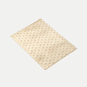 Champagne gold wholesale polyester small floral jacquard placemats showing dainty flower motif and satin woven finish