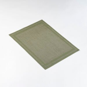 Sage green rectangular wholesale 33x46cm framed rectangular placemats showing structured border frame and fine grid woven texture