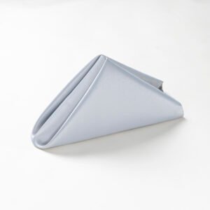 Folded silver grey triangle wholesale silver grey cotton napkins showing smooth fine combed cotton weave texture