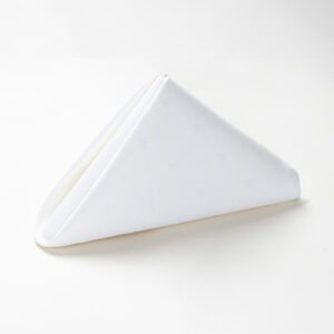 Folded white triangle wholesale white cotton jacquard checked napkins showcasing subtle geometric checked damask pattern
