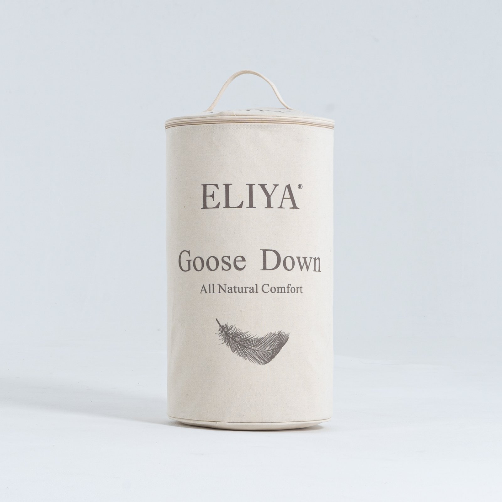 Zipper round cotton canvas bag with top handle for goose down pillow and mattress protector packaging