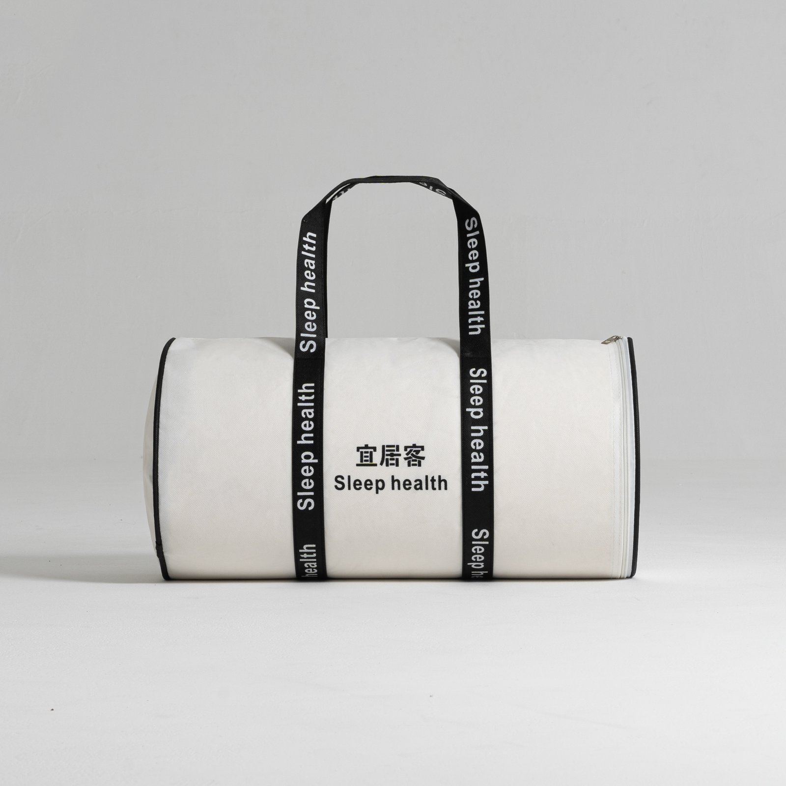 Clean Bedding Presentation: Custom Wholesale Zipper Round Non Woven White Bag - Image 4