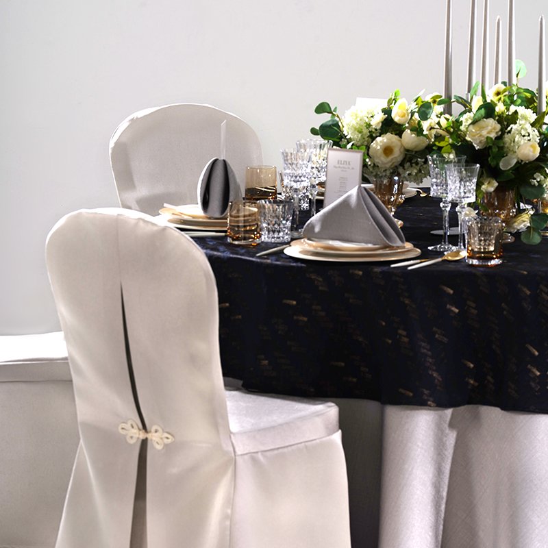 Midnight Glamour: Custom Wholesale Navy Blue Banquet Table Linens Set - Image 23