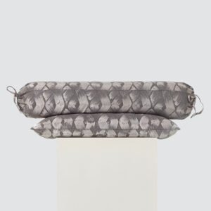 Modern grey abstract brushstroke jacquard throw pillow and bolster cushion set