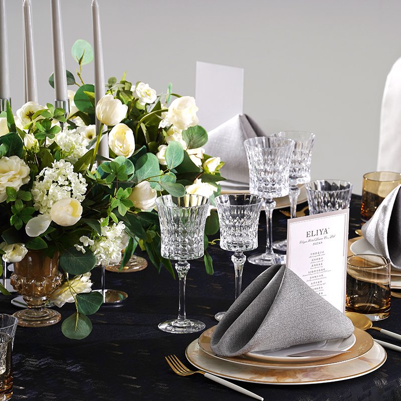 Midnight Glamour: Custom Wholesale Navy Blue Banquet Table Linens Set - Image 22