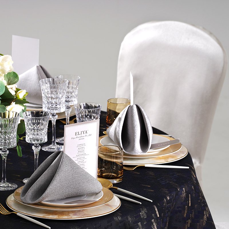 Midnight Glamour: Custom Wholesale Navy Blue Banquet Table Linens Set - Image 21