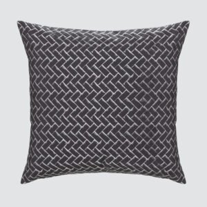 Dark grey woven geometric pattern bed runner and throw pillow cover set