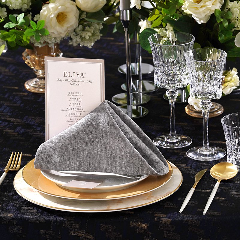 Midnight Glamour: Custom Wholesale Navy Blue Banquet Table Linens Set - Image 16