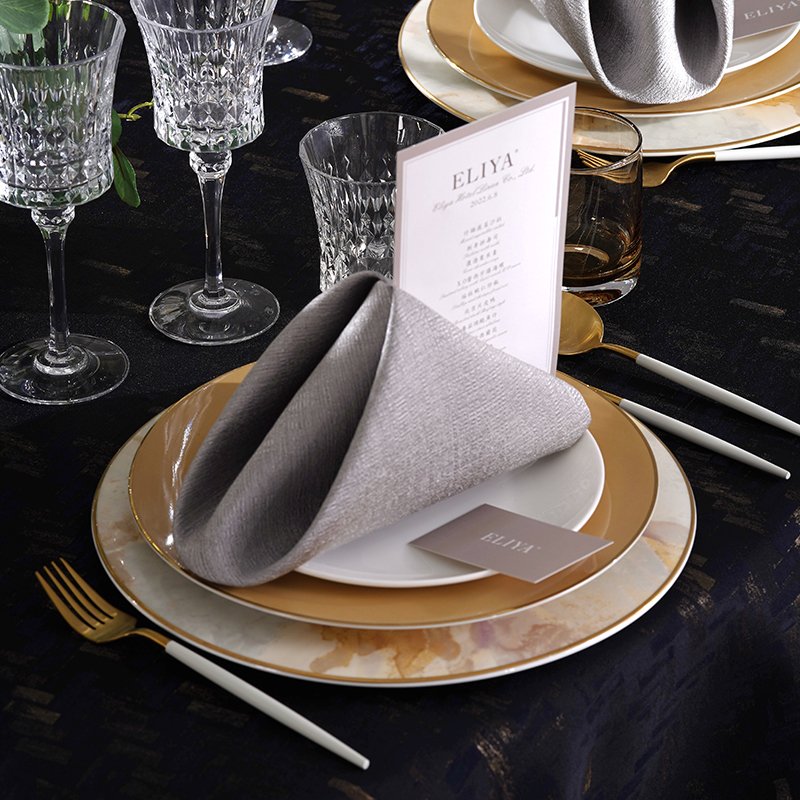 Midnight Glamour: Custom Wholesale Navy Blue Banquet Table Linens Set - Image 15
