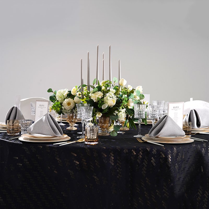 Midnight Glamour: Custom Wholesale Navy Blue Banquet Table Linens Set - Image 12