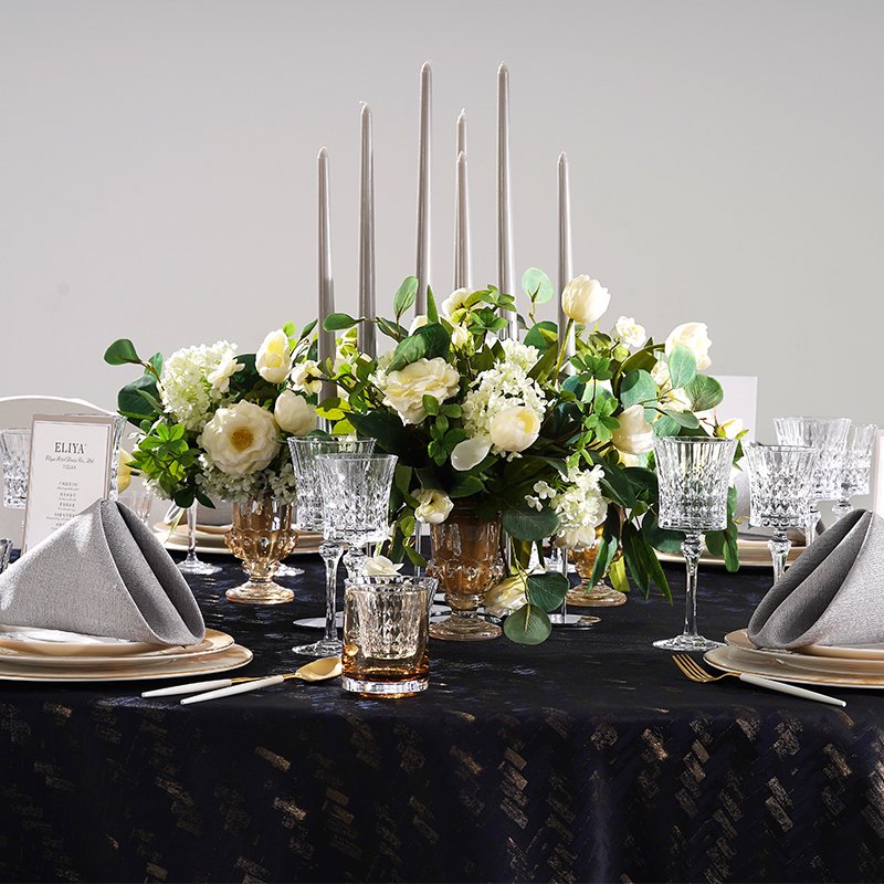 Midnight Glamour: Custom Wholesale Navy Blue Banquet Table Linens Set - Image 11